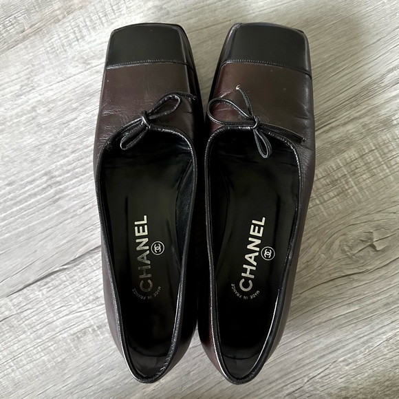 Vintage Chanel Cap Toe Ballerina Shoes with self tie Bows & Platform heels - Picture 5 of 8